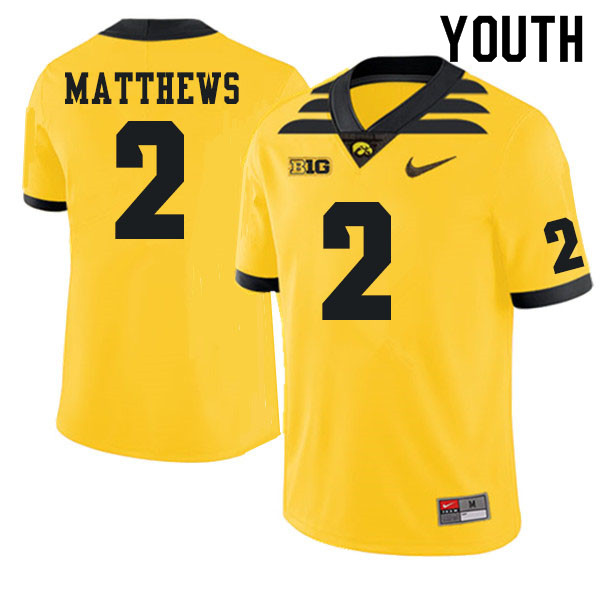 Youth #2 Quavon Matthews Iowa Hawkeyes College Football Jerseys Sale-Gold